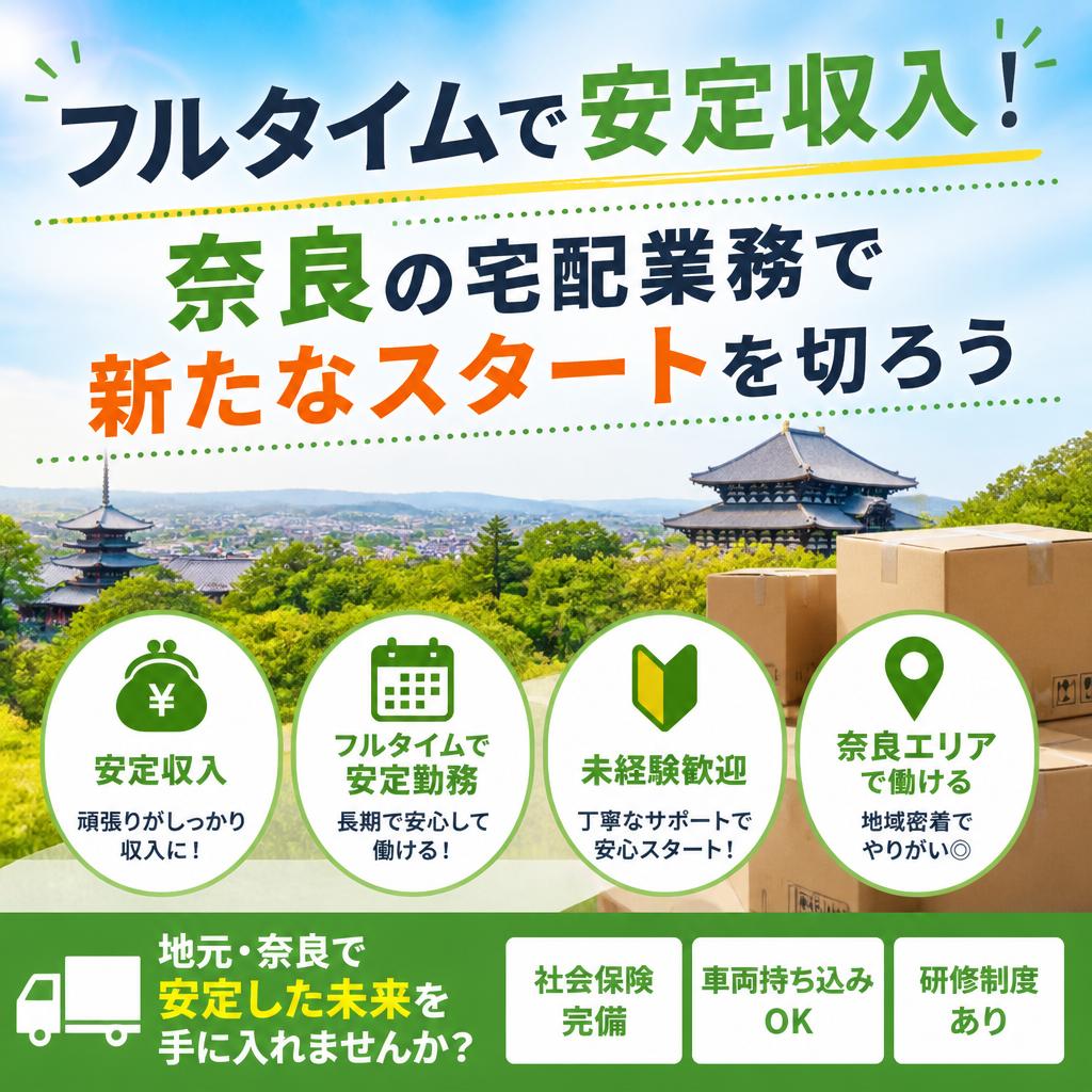 フルタイムで安定収入！奈良の宅配業務で新たなスタートを切ろう