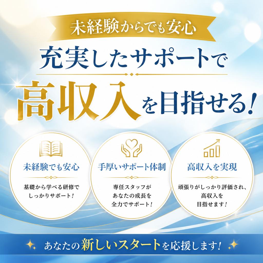 未経験からでも安心、充実したサポートで高収入を目指せる！