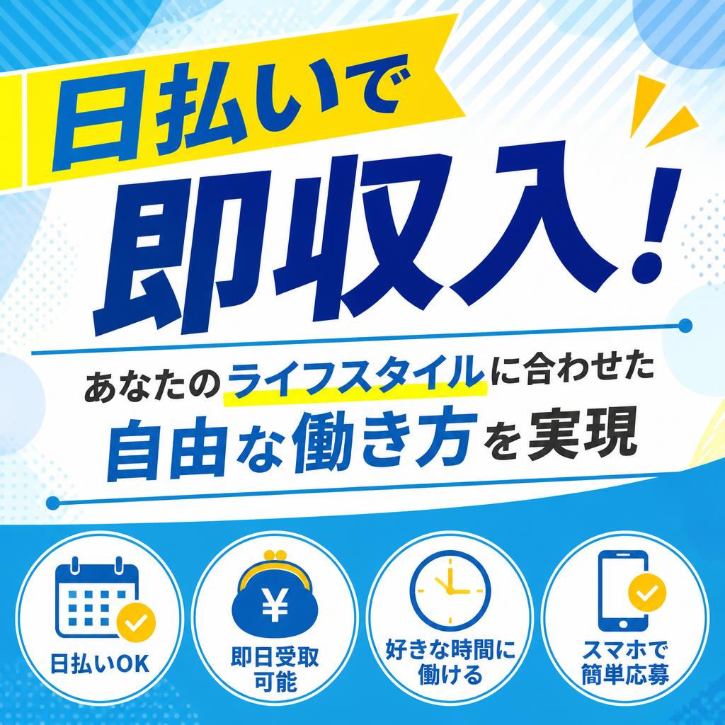 日払いで即収入！あなたのライフスタイルに合わせた自由な働き方を実現