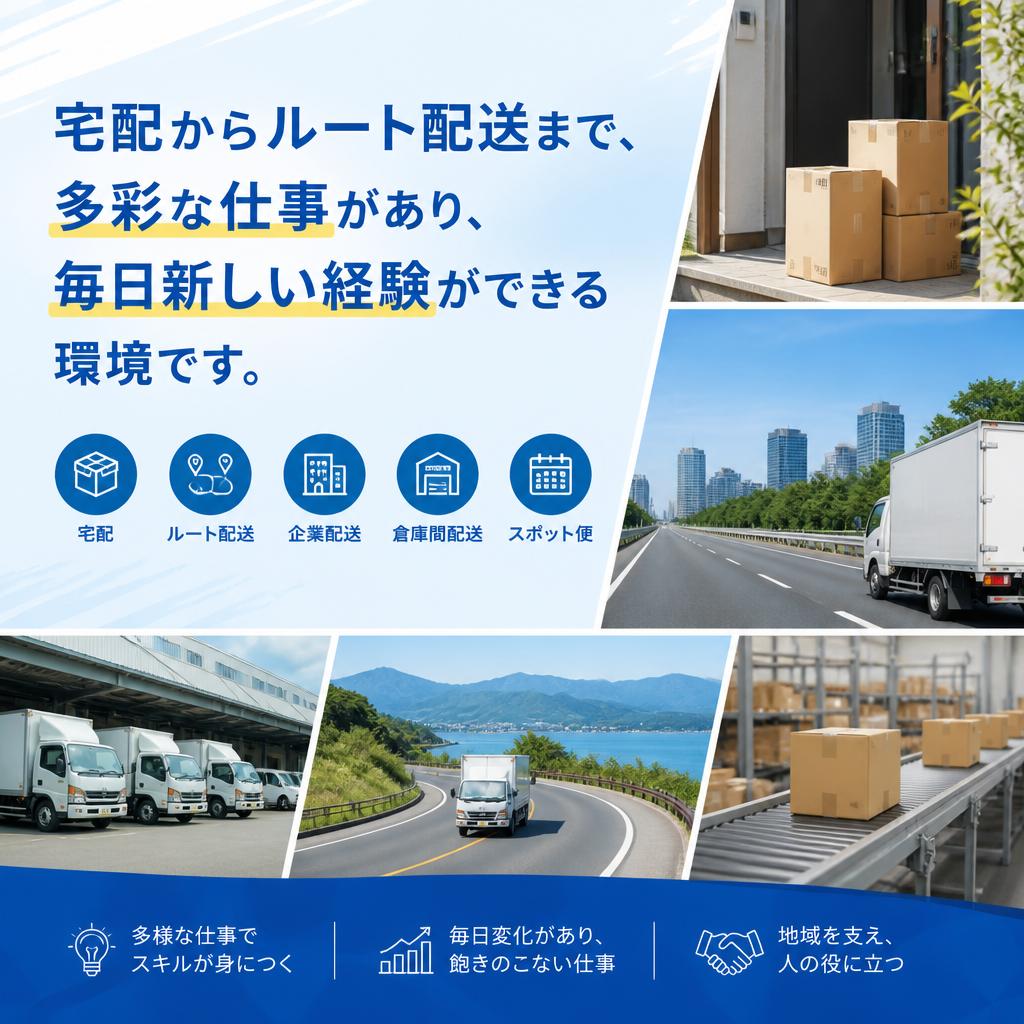 多様な配送内容で飽きない仕事