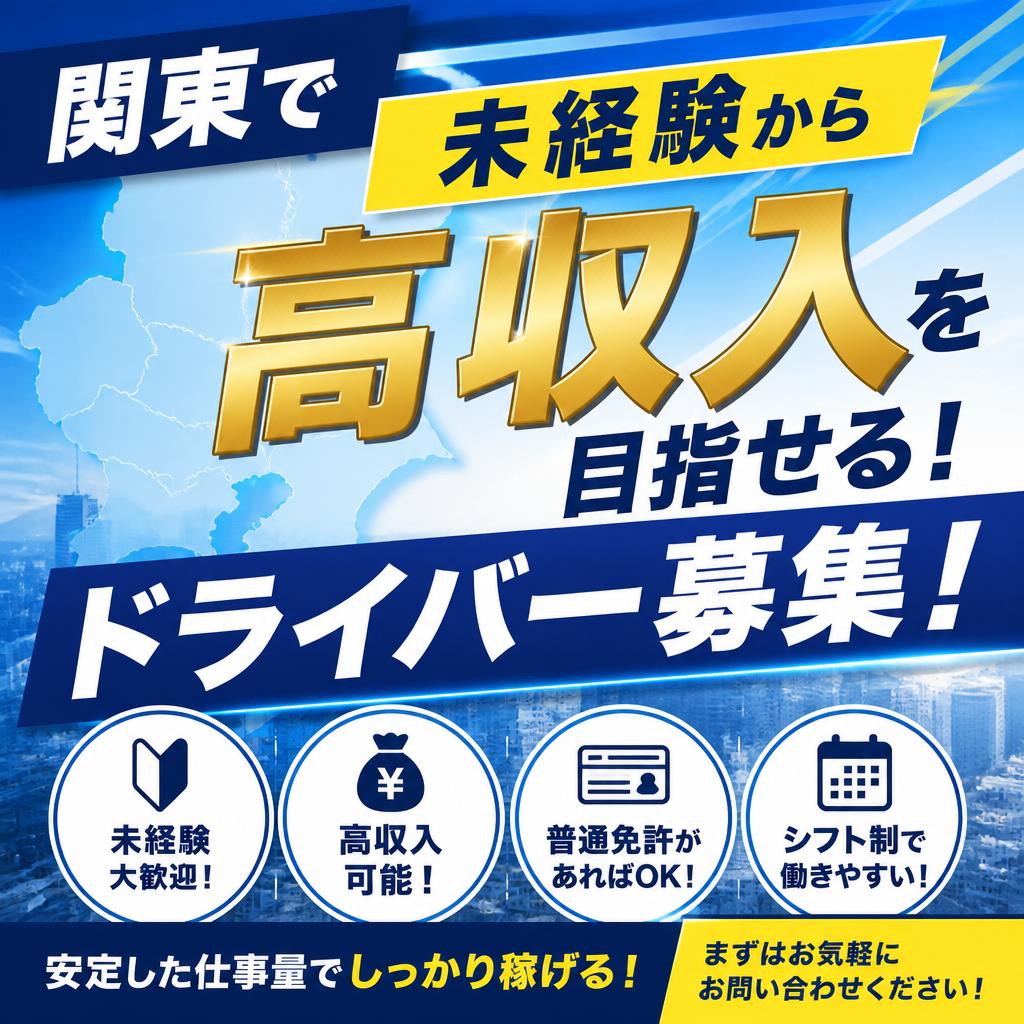 関東で未経験から高収入を目指せるドライバー募集！