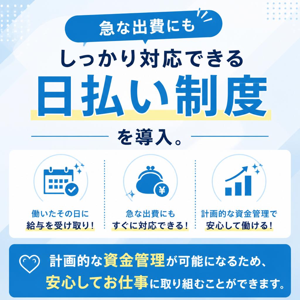 日払い制度で急な出費にも安心