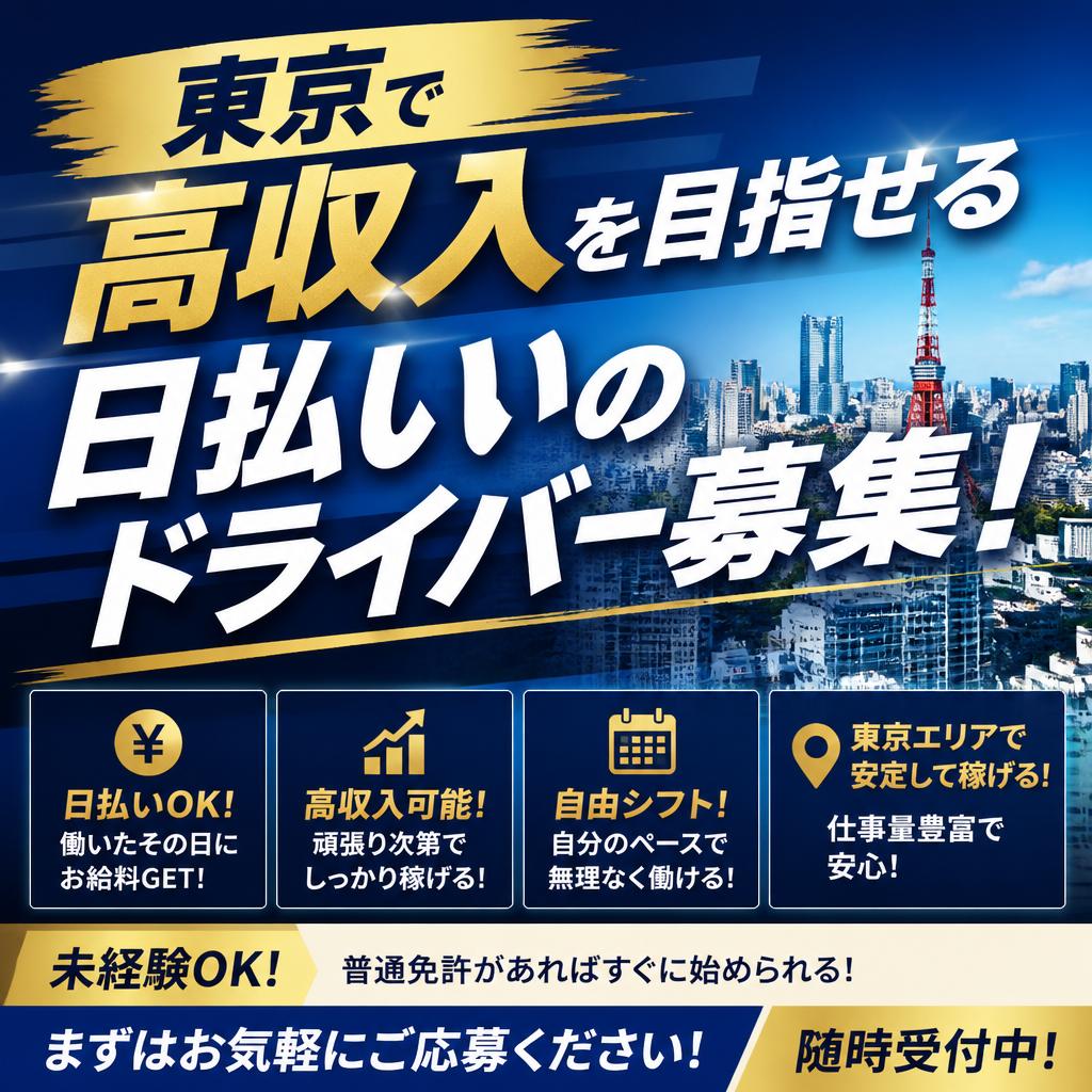 東京で高収入を目指せる日払いのドライバー募集！