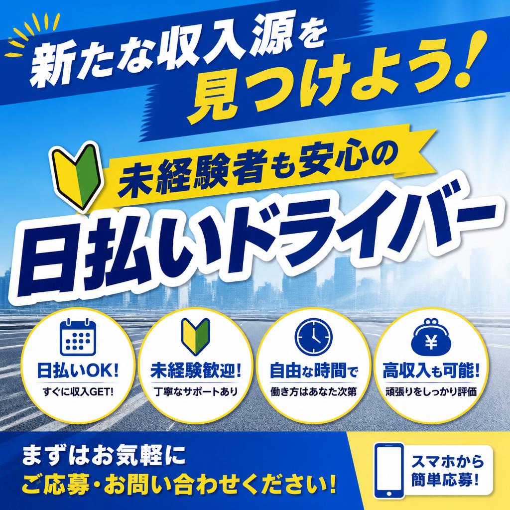 新たな収入源を見つけよう！未経験者も安心の日払いドライバー