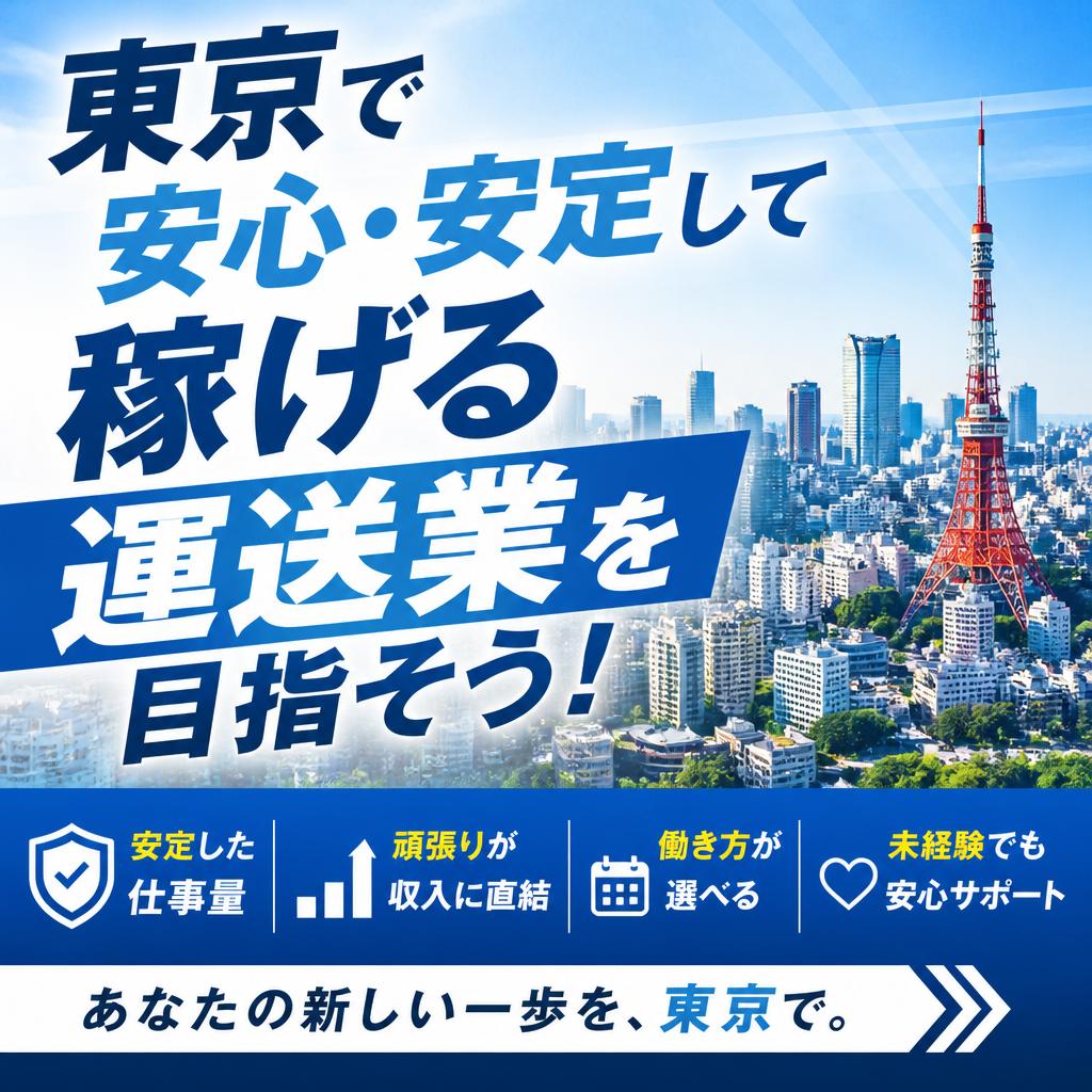 東京で安心・安定して稼げる運送業を目指そう！